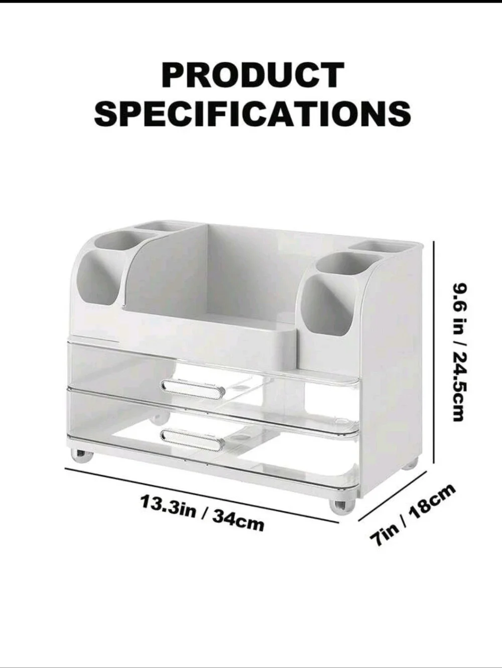 White Makeup Organizer Storage Drawer with Clear Front